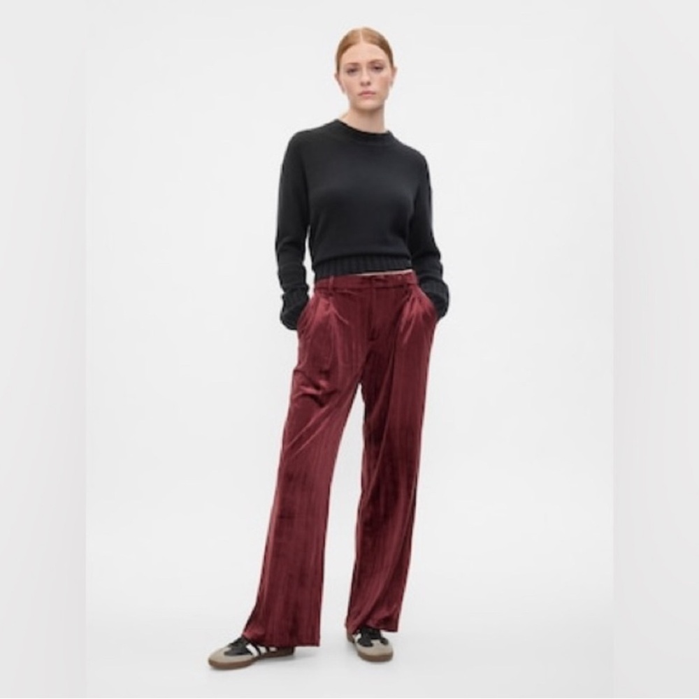 Women's Burgundy Velvet Easy Troussers